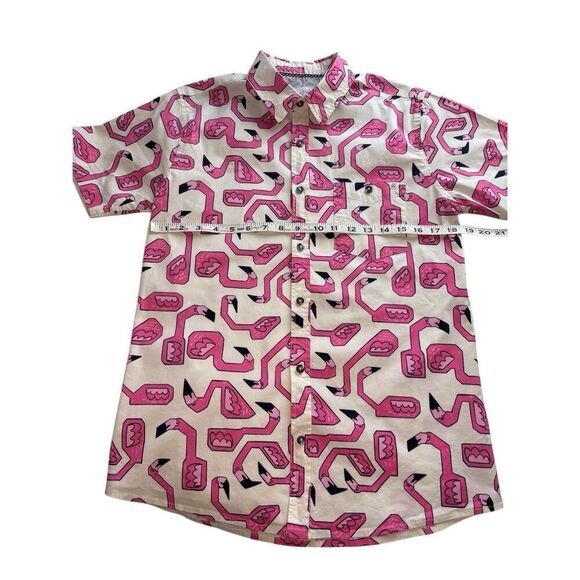 Sovereign Code pink flamingo short sleeve button down shirt - M - Picture 6 of 7